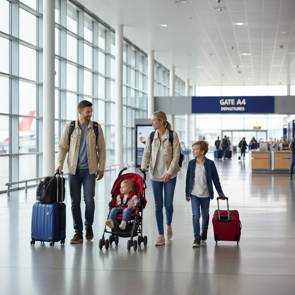 Family at an airport
